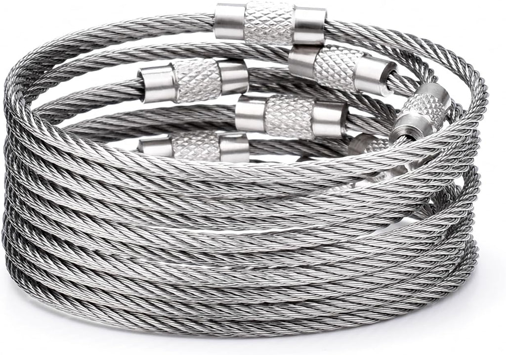 CooBigo 16 Pack Stainless Steel Loops 2mm Coated Wire Keychain Cable Large Keyrings 6 inch Key Chain for Luggage Tags, Key Tags, Keyrings, Kitchen utensils, Duster-Assorted Colors