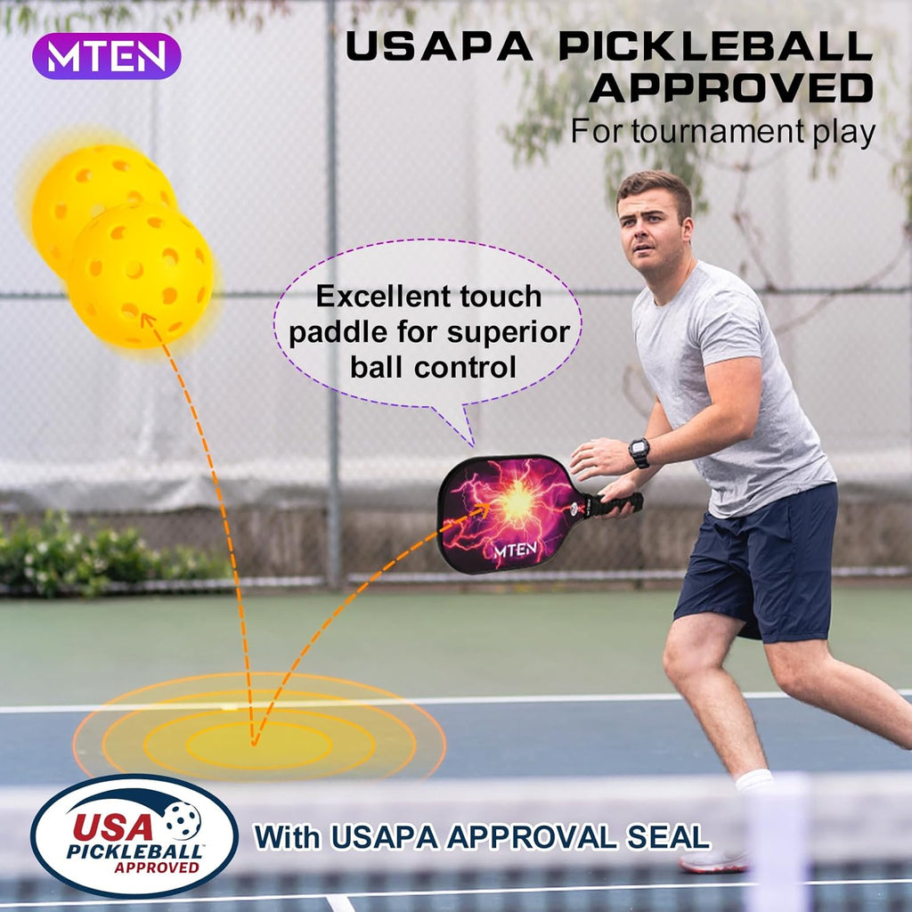 Pickleball Paddles, USAPA Approved Fiberglass Surface Pickleball Set with Pickleball Rackets, Pickleball Paddles Set for Men Women