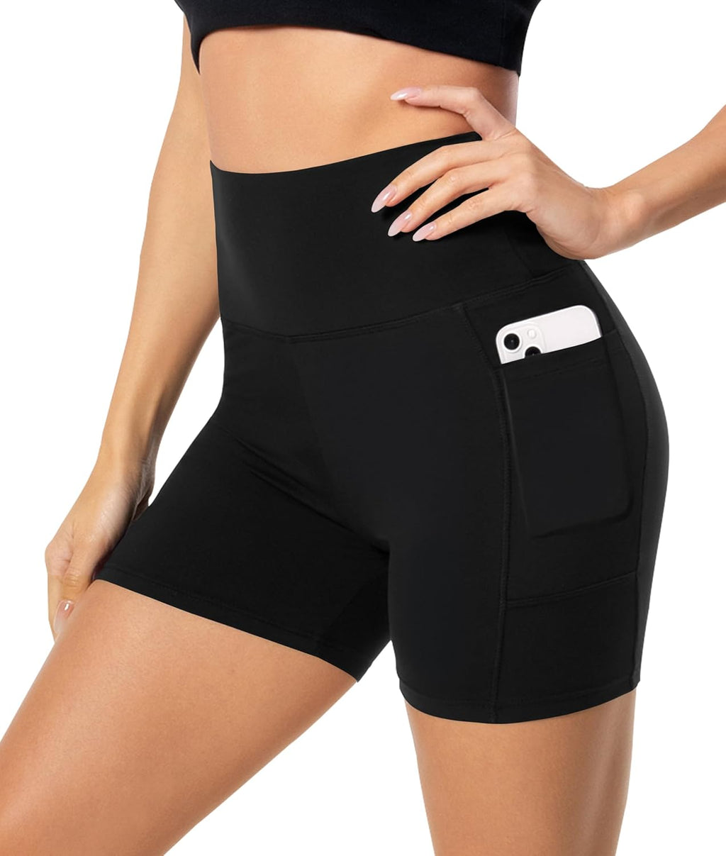 FULLSOFT High Waisted Biker Shorts for Women-5" Tummy Control Fitness Athletic Workout Running Yoga Gym Shorts