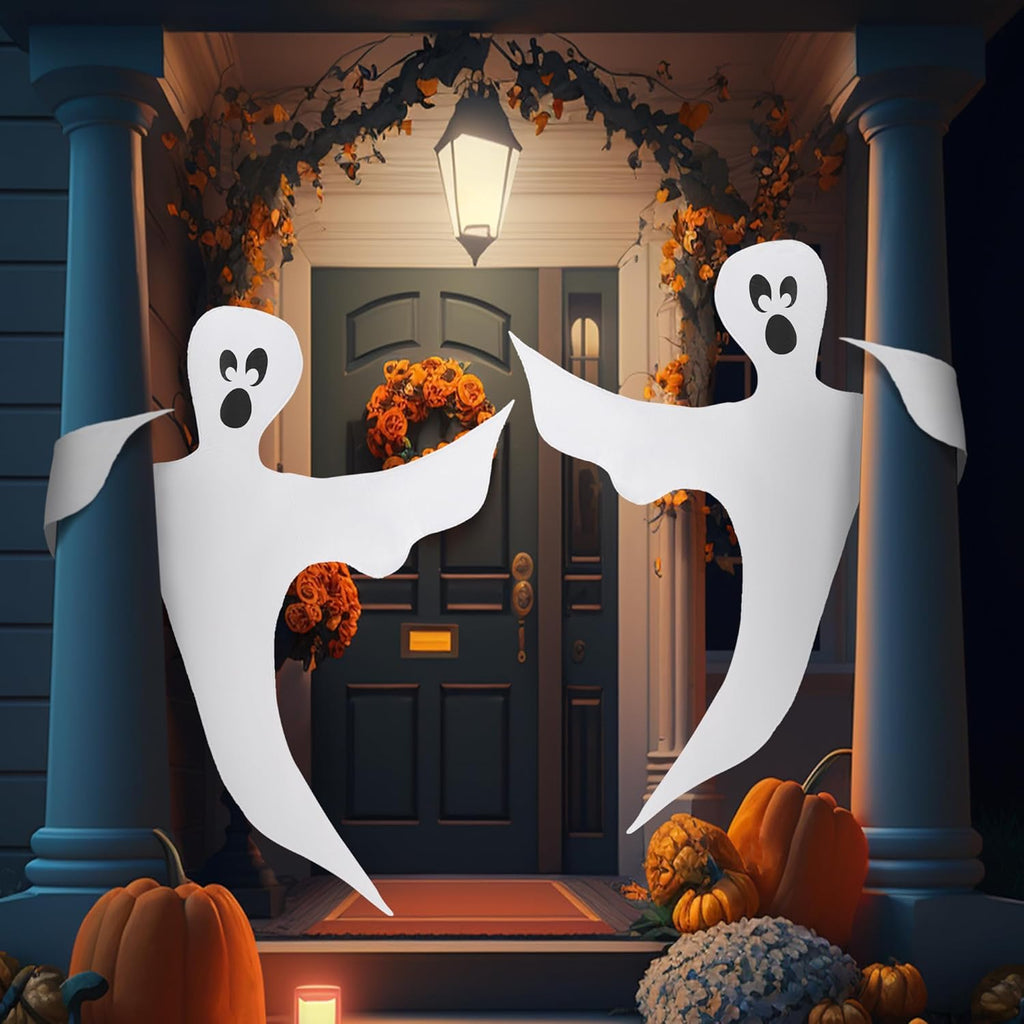 JOYIN 2 Pcs 53" Halloween Decoration Outdoor, Halloween Bendable Hanging Ghost for Lawn, Tree, Pilar Decorations, Tree Wrap Ghost Party Supplies