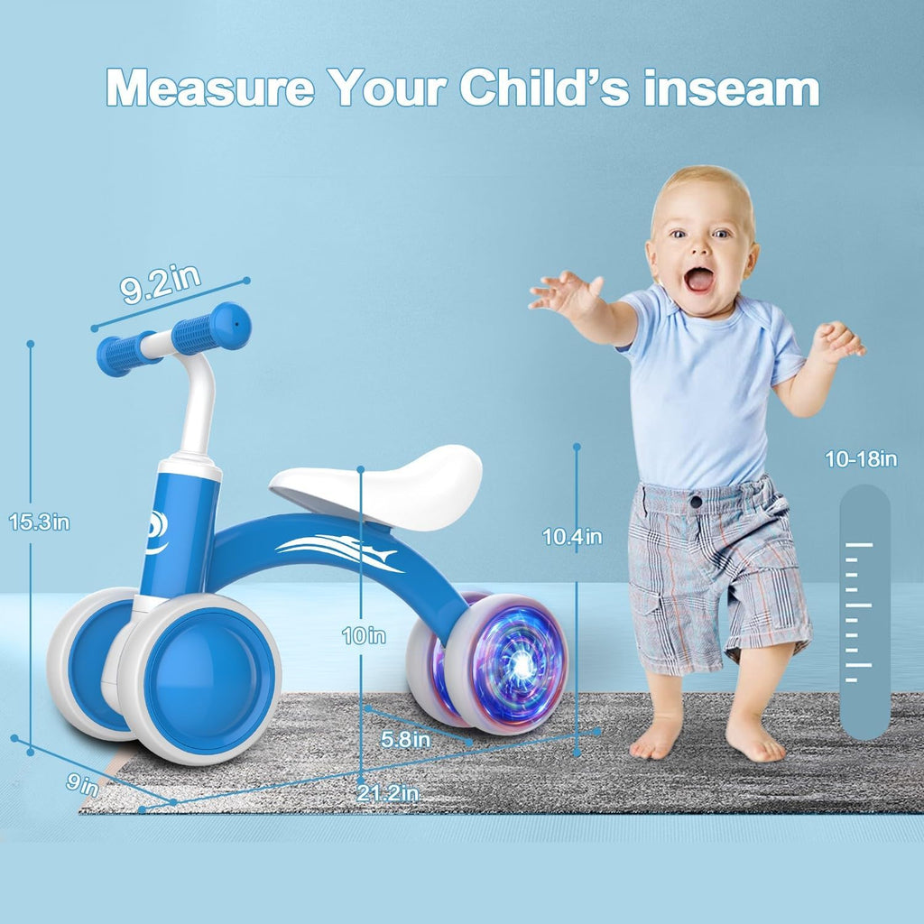 Colorful Lighting Baby Balance Bike Toys for 1 Year Old Girl Gifts, 10-36 Month Toddler Balance Bike, No Pedal 4 Silence Wheels & Soft Seat Pre-School First Riding on Toys, 1st Birthday Gifts.