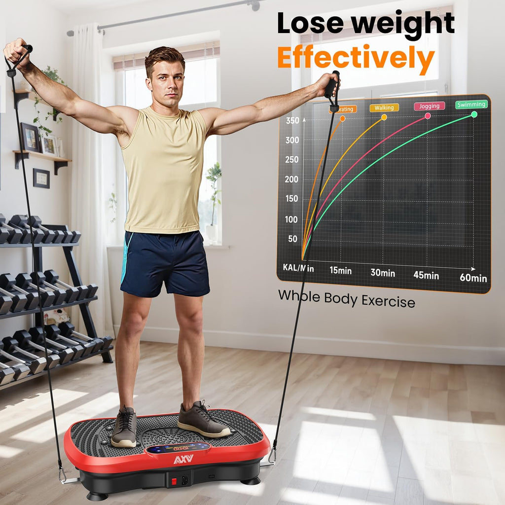 AXV Vibration Plate Fitness Platform Exercise Machine Vibrating Shaking Full Body Shaker Workout Vibrate Stand Shake Board Sport Gym for Weight Loss Fat Burner for Women Men