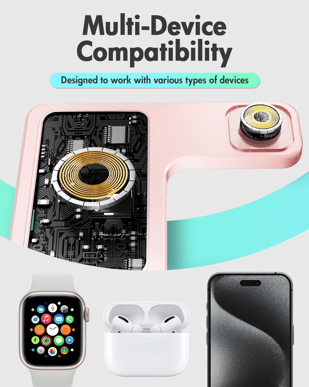 Wireless Charger iPhone Charging Station: 3 in 1 Charger Stand Multiple Devices for Apple - iPhone 17 16e 16 15 14 Pro Max 13 12 11 - Watch 10 9 8 7 6 5 4 3 2 SE and Ultra Series - Airpods 4 3 Pro