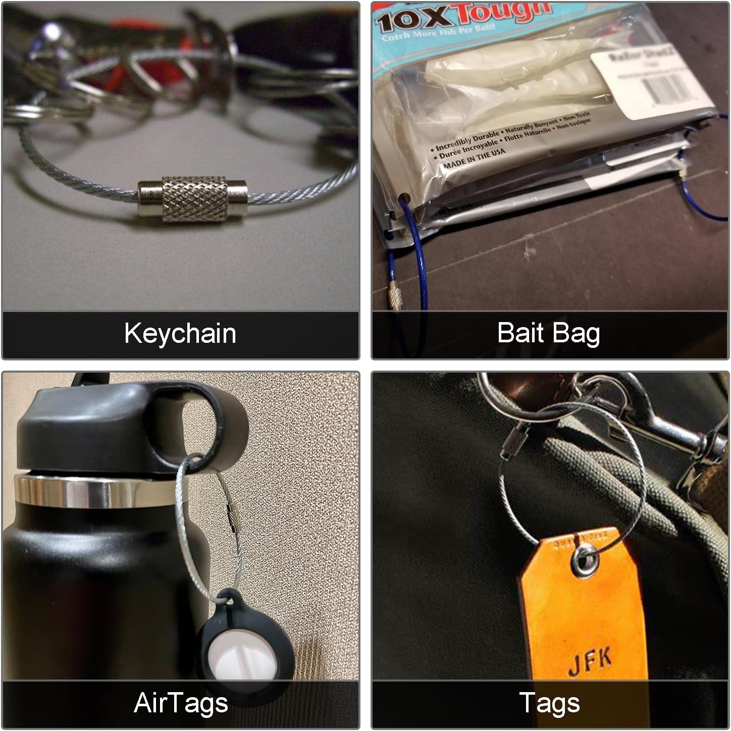 CooBigo 16 Pack Stainless Steel Loops 2mm Coated Wire Keychain Cable Large Keyrings 6 inch Key Chain for Luggage Tags, Key Tags, Keyrings, Kitchen utensils, Duster-Assorted Colors