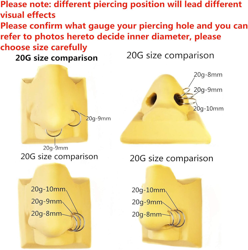 ORANGELOVE Hypoallergenic Nose Rings 20G 18G 16G 14G 12G 10G 8G 316l Surgical Steel Septum Jewelry Hinged Segment Ring Body Piercing Nose Hoop Lip Rings Nose Helix Cartilage Rook Earrings