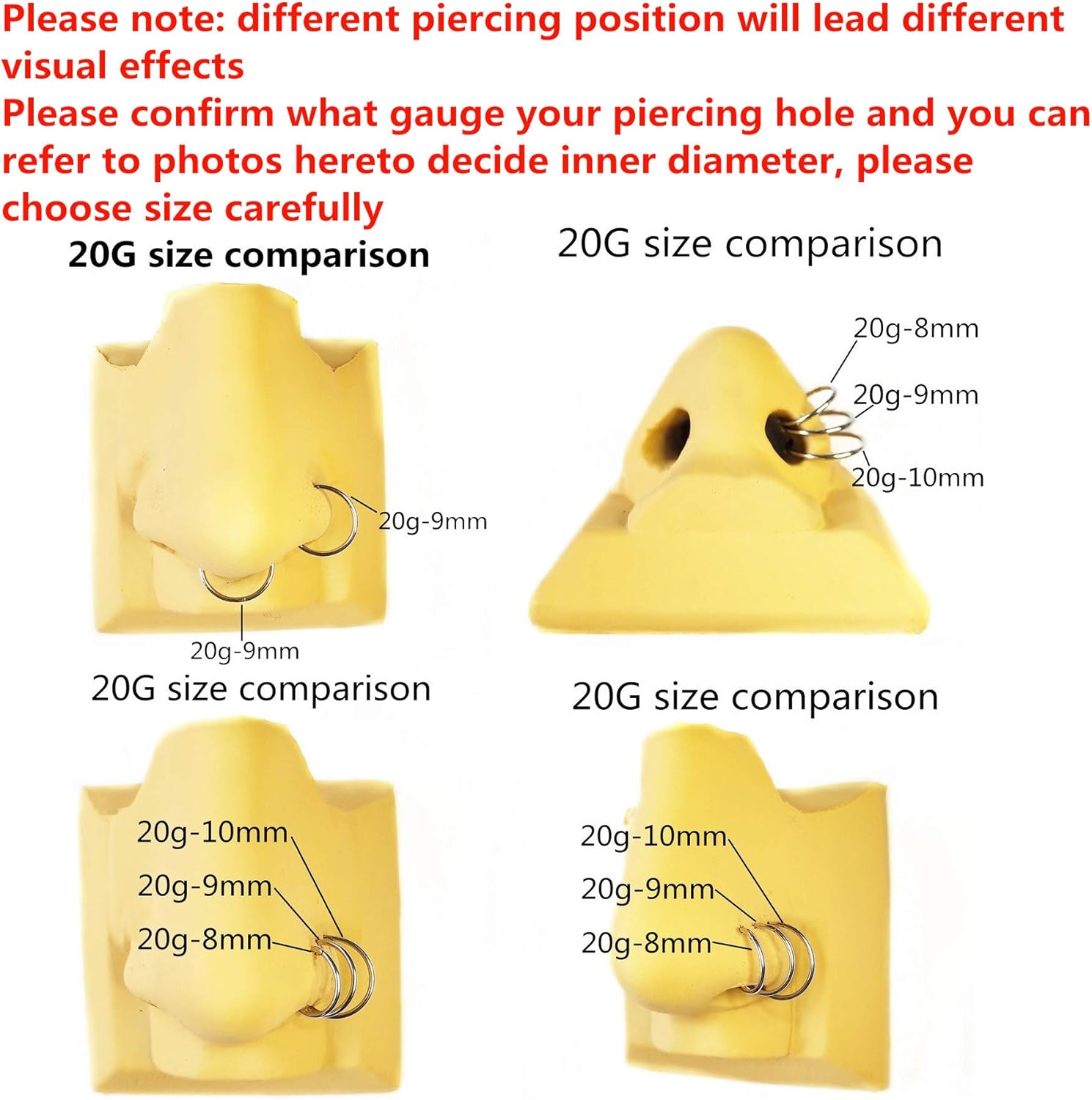 ORANGELOVE Hypoallergenic Nose Rings 20G 18G 16G 14G 12G 10G 8G 316l Surgical Steel Septum Jewelry Hinged Segment Ring Body Piercing Nose Hoop Lip Rings Nose Helix Cartilage Rook Earrings