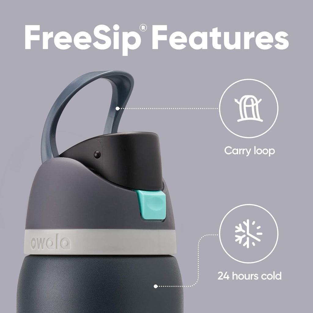 Owala FreeSip Insulated Stainless Steel Water Bottle with Straw, BPA-Free Sports Water Bottle, Great for Travel, 24 Oz, Denim