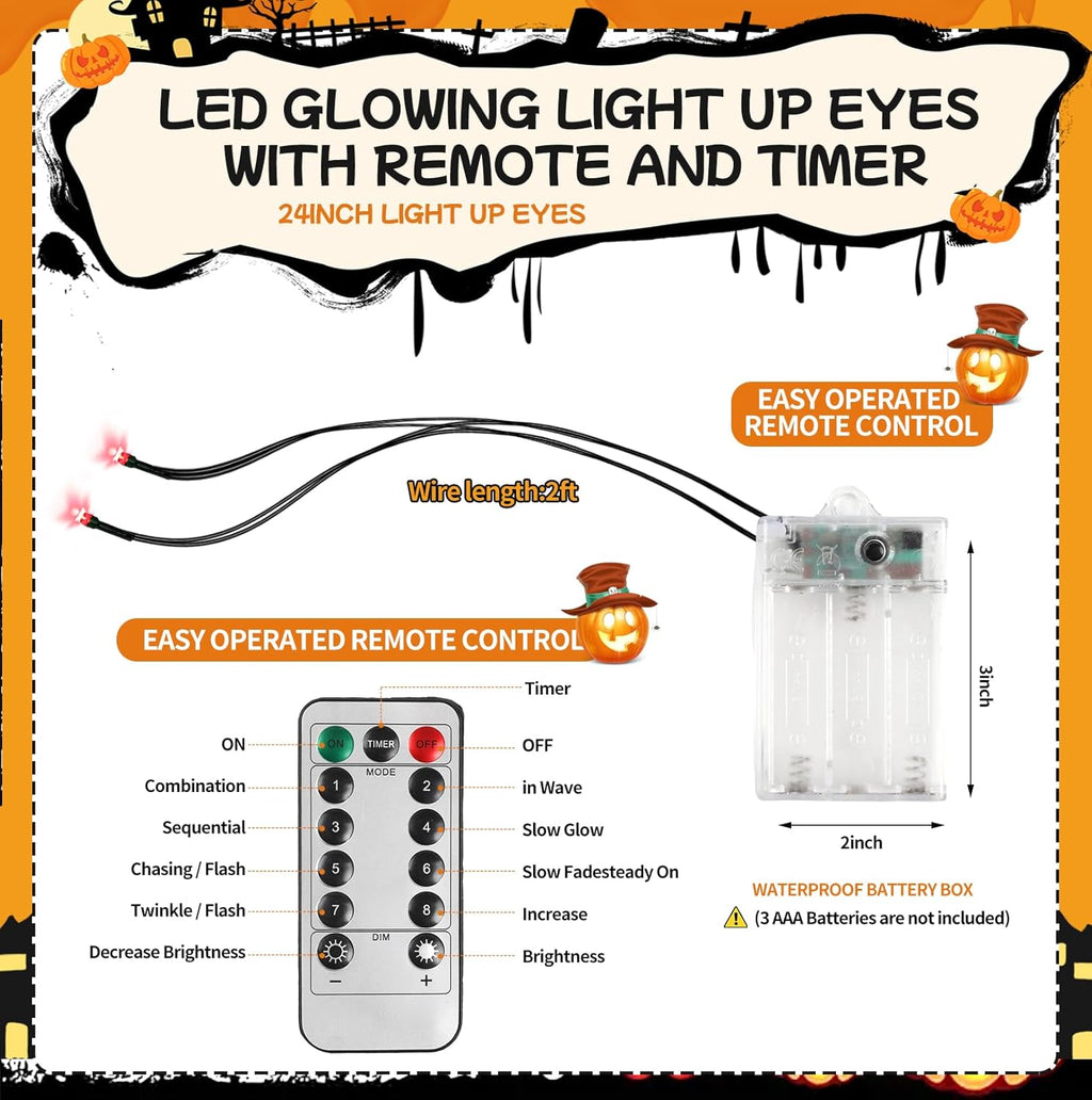 4 Pack Halloween Decoration LED Glowing Light Up Skulls Eyes, Horror DIY Glowing Eyes Lights Battery Operated for Halloween Decoration Masks, Skulls, Pumpkin, Spider, Tombstone Props (Red)