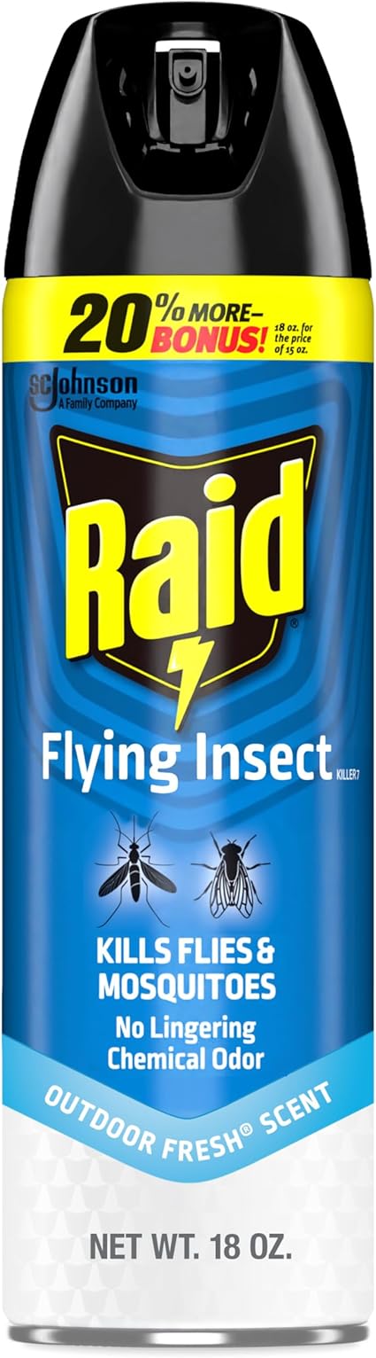 Raid Flying Insect Spray, Outdoor Fresh Scent, Kills Flies, Mosquitoes, and Other Flying Insects on Contact, for Indoor and Outdoor Use, 18oz