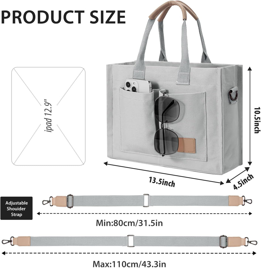 Tote Bags for Women Canvas Tote Purse Crossbody with Pockets Top Handle Shoulder Satchel Bag for Women