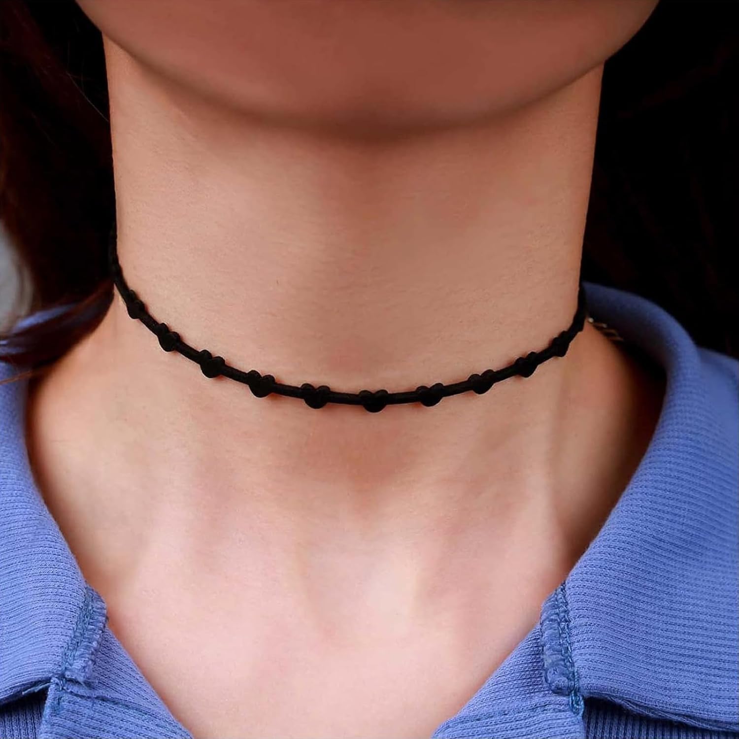 Fesciory Black Necklaces for Women, Adjustable Layered Velvet Leather Lace Collar Necklace, Goth Jewelry Gifts.