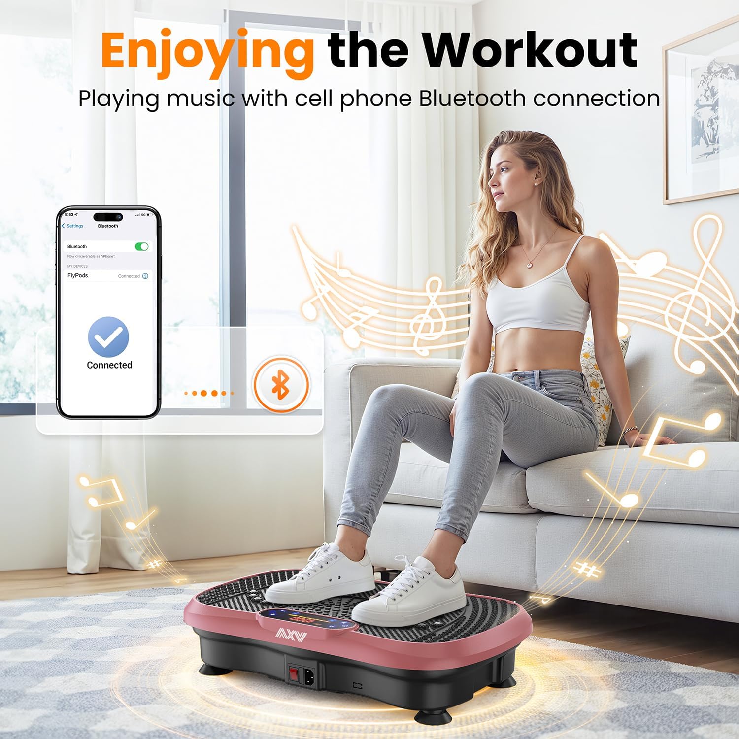 AXV Vibration Plate Fitness Platform Exercise Machine Vibrating Shaking Full Body Shaker Workout Vibrate Stand Shake Board Sport Gym for Weight Loss Fat Burner for Women Men