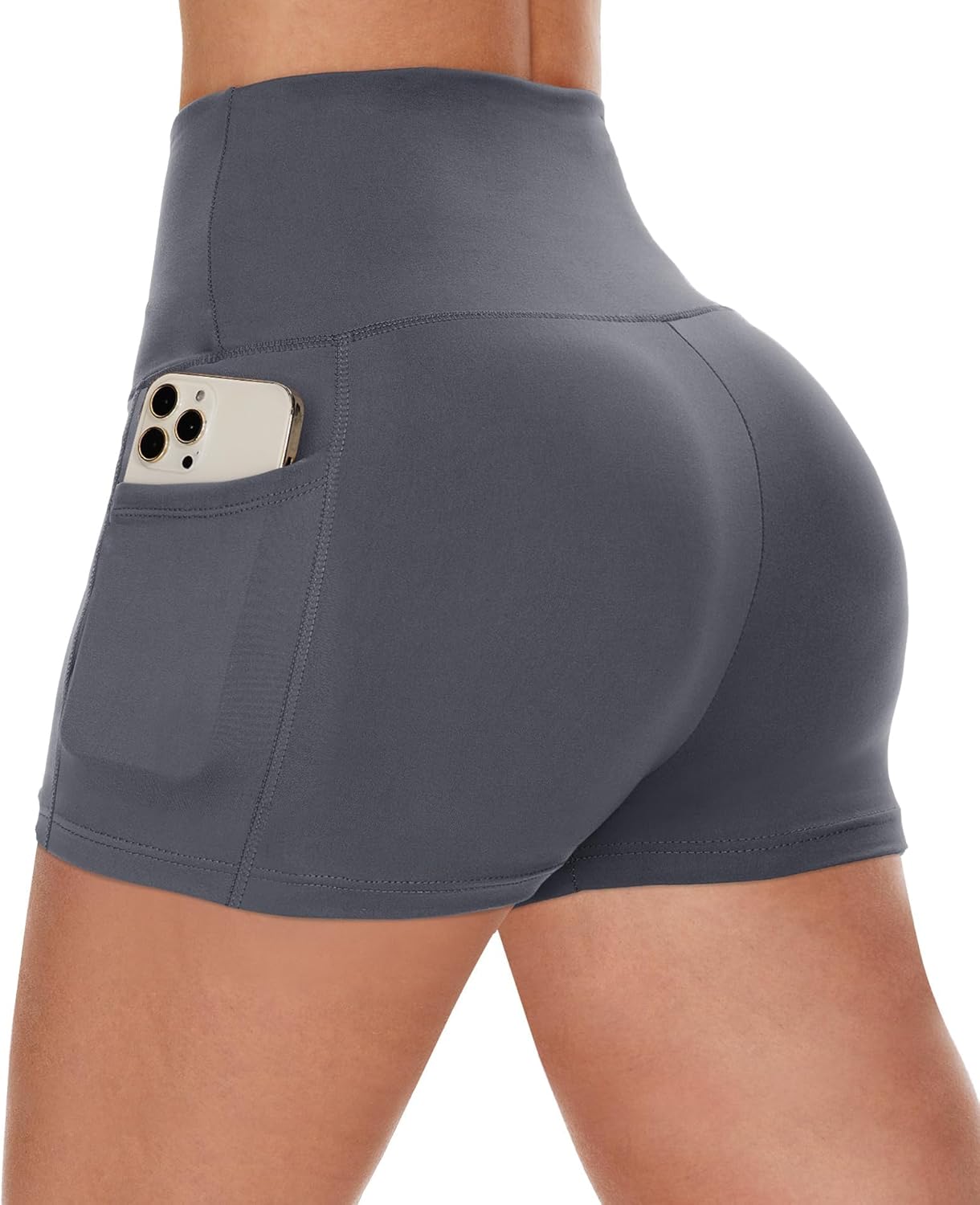 CAMPSNAIL Biker Shorts Women with Pockets - 3"/5"/8" High Waisted Workout Spandex Tummy Control Gym Running Yoga Shorts