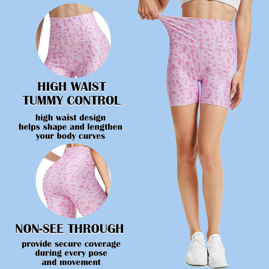 FULLSOFT High Waisted Biker Shorts for Women-5" Tummy Control Fitness Athletic Workout Running Yoga Gym Shorts