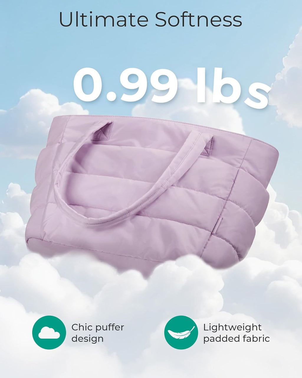 BAGSMART Tote Bag for Women, Lightweight Puffy Tote Bag with Compartments Shoulder Bag Handbag for Travel, Work, Gym