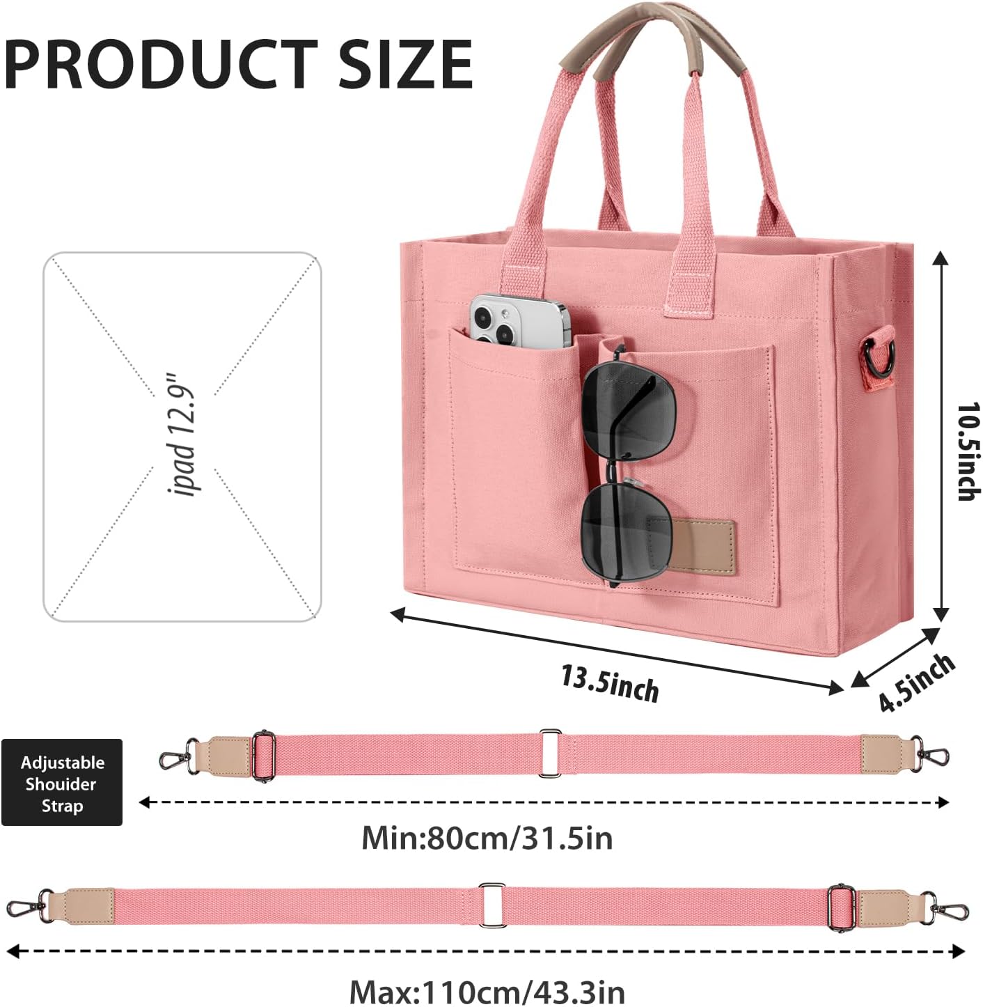 Tote Bags for Women Canvas Tote Purse Crossbody with Pockets Top Handle Shoulder Satchel Bag for Women