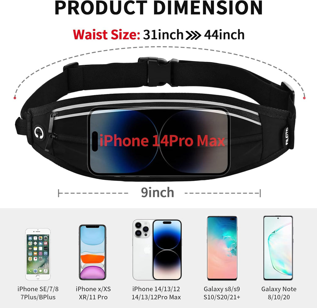 Running Belt Fanny Pack, Running Waist Pack for Women & Men USA Patented Hands-Free Reflective Runner Pouch Belt Fitness Workout Bag No-Bounce Adjustable Sport Travel Fanny Pack Cell