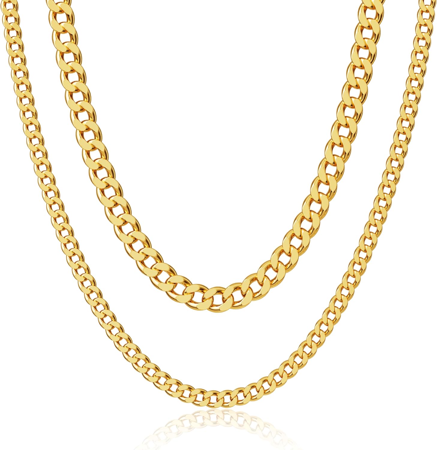 Moodear Gold Necklace for Women Dainty Chunky 14K Gold Plated/Sliver Plated Chain Necklace Cuban Link Paperclip Chain Choker Toggle Clasp Layered Necklace for Women Trendy Fashion Gift