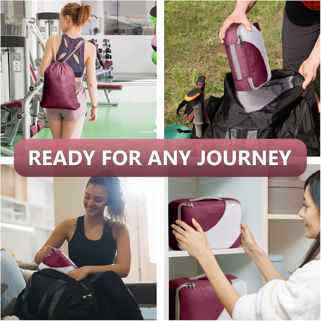 10 Set/8 Set Packing Cubes for Travel, Gifts for Women Mom,Anti-Tearing Suitcase Organizer for Luggage with Shoe & Hanging Toiletry Bag,OlarHike Vacation Essentials & Accessories for Cruise Ship,Cream