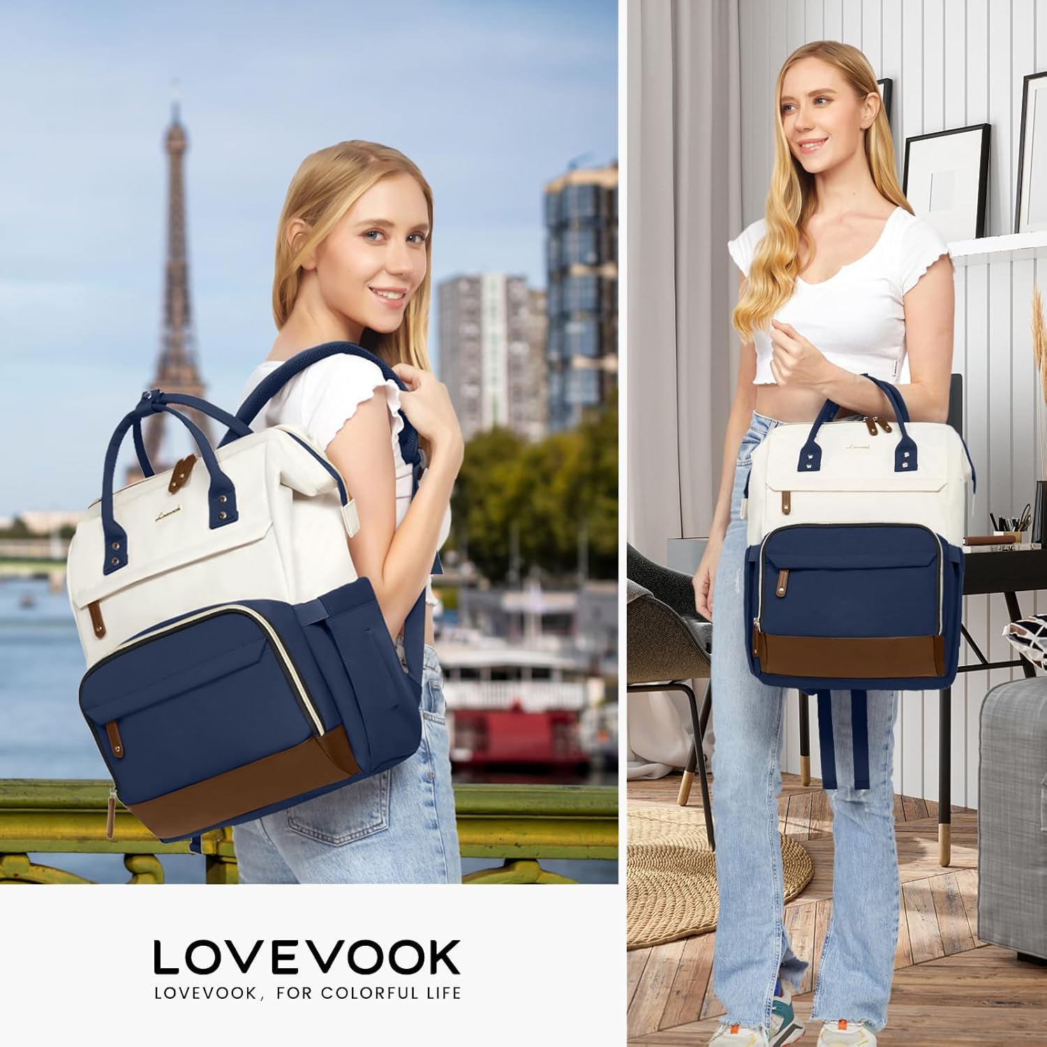 LOVEVOOK Laptop Backpack for Women, 15.6 Inch Work Business Backpacks Purse With Large Capacity, Waterproof Nurse Bag College Bookbag for School, Waterproof Casual Daypack for Travel