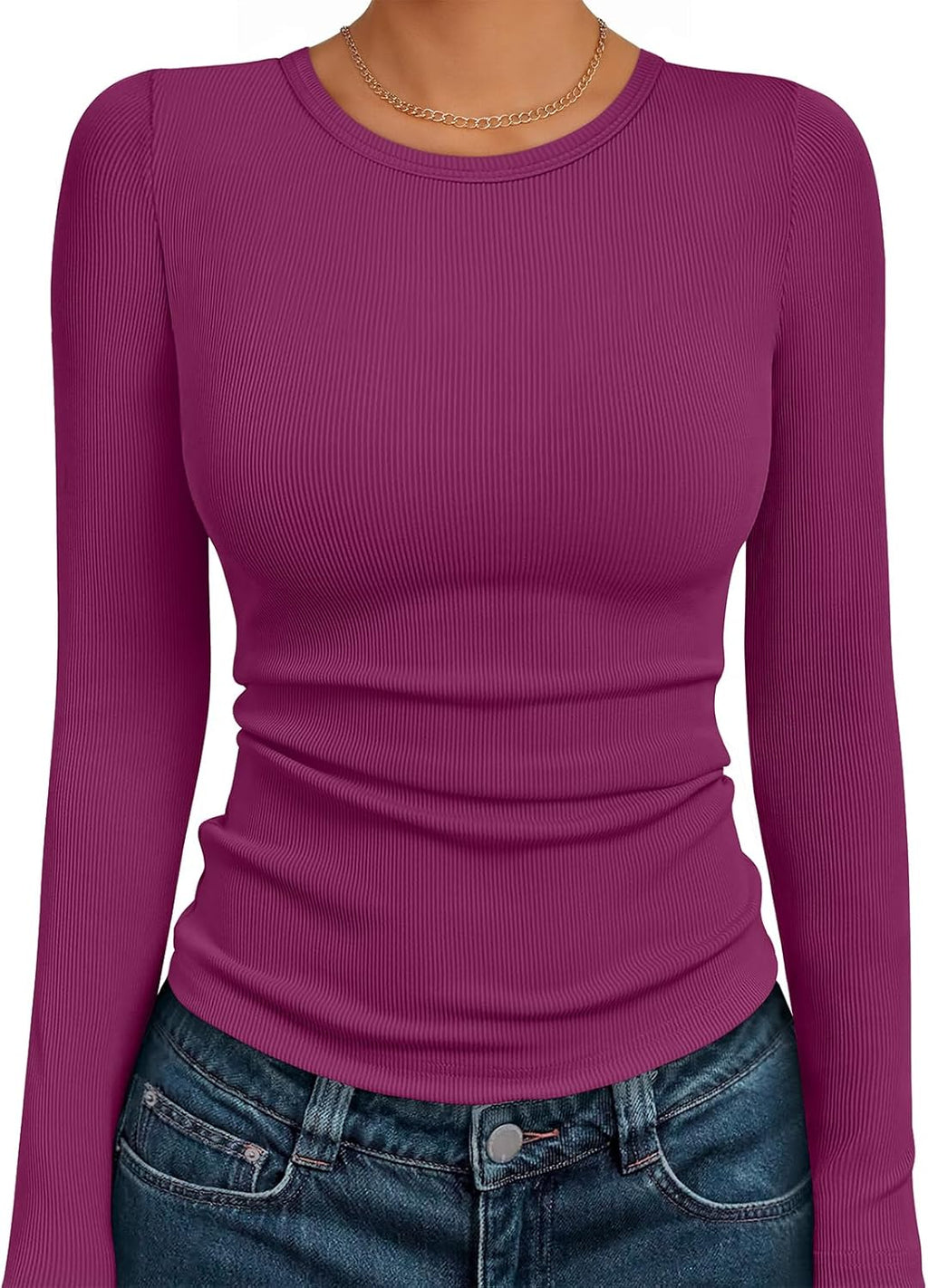 AUTOMET Long Sleeve Shirts Blouses Fall Fashion Ribbed Basic Tops Winter Clothes