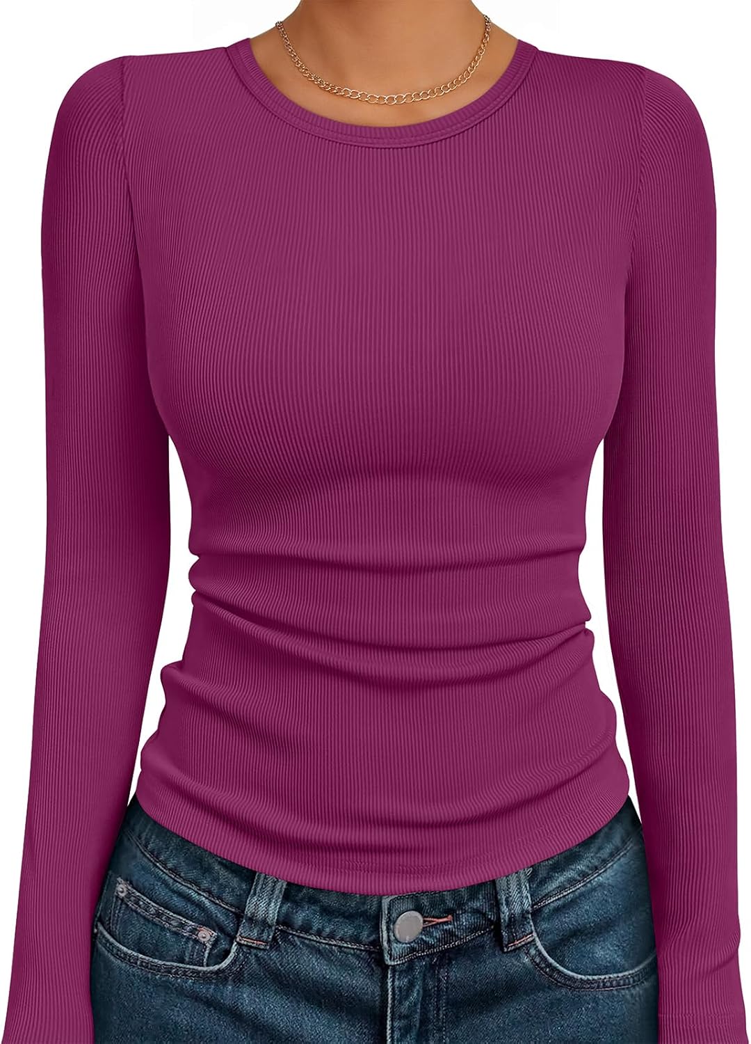 AUTOMET Long Sleeve Shirts Blouses Fall Fashion Ribbed Basic Tops Winter Clothes