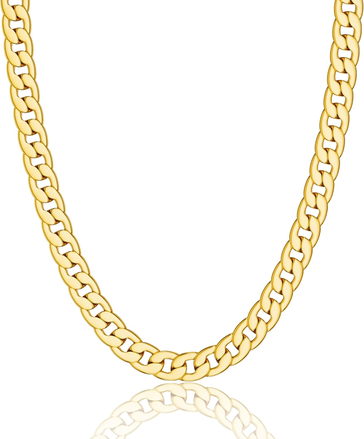 Moodear Gold Necklace for Women Dainty Chunky 14K Gold Plated/Sliver Plated Chain Necklace Cuban Link Paperclip Chain Choker Toggle Clasp Layered Necklace for Women Trendy Fashion Gift