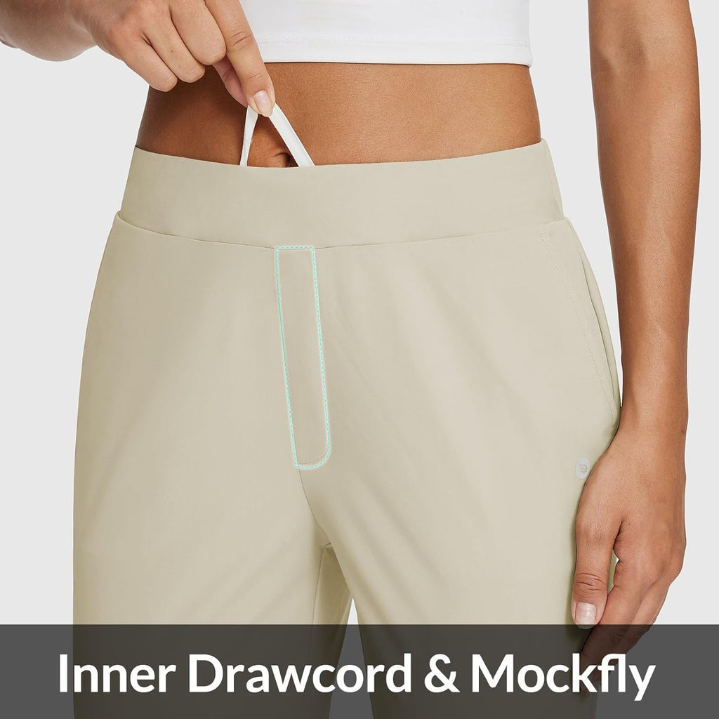 baleaf Womens Travel Pants Lightweight Stretch with Zipper Pockets Petite Ankle Dressy Golf Work Business Casual Slacks