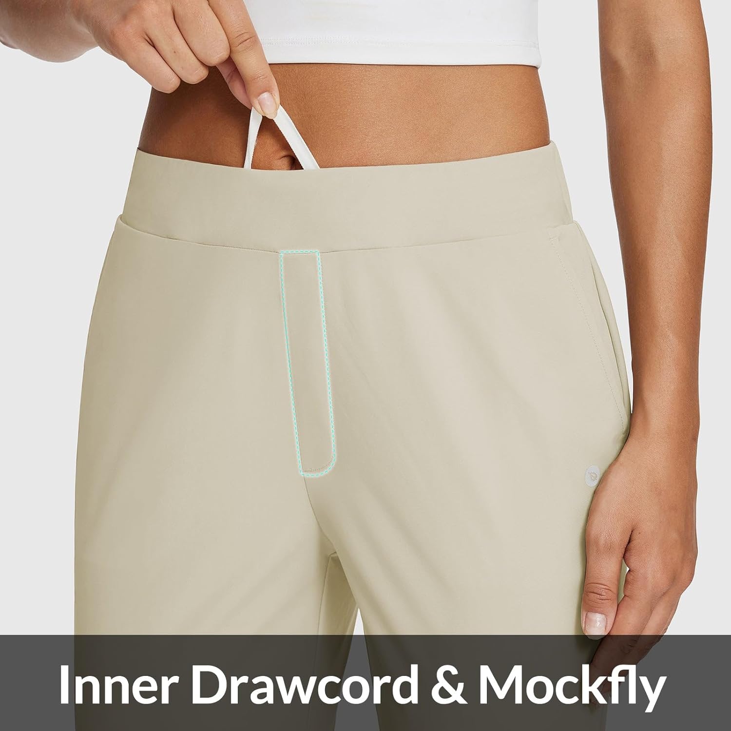 baleaf Womens Travel Pants Lightweight Stretch with Zipper Pockets Petite Ankle Dressy Golf Work Business Casual Slacks