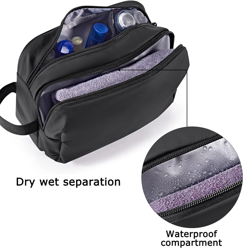 BAGSMART Toiletry Bag for Men, Travel Toiletry Organizer Dopp Kit Water-resistant Shaving Bag for Toiletries Accessories, Door Room Essentials, Black-medium