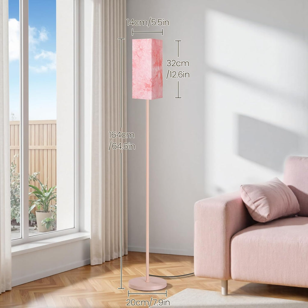 64.6" Floor Lamp, Pole with Foot Switch, Modern Standing Lamp Lampshade, Minimalist Freestanding Lamp (Bulb Not Included), for Living Room, Bedroom Office ETL Listed, Black and Beige E07LD05