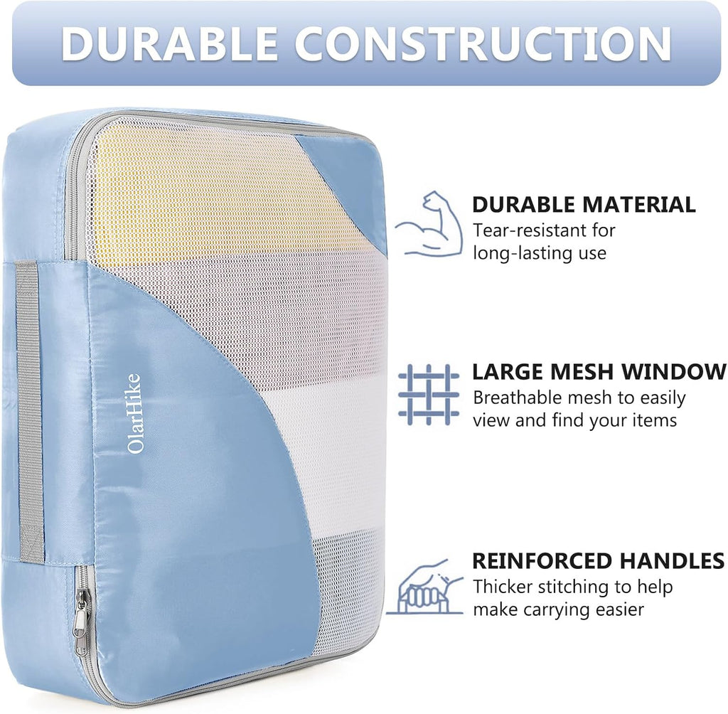 10 Set/8 Set Packing Cubes for Travel, Gifts for Women Mom,Anti-Tearing Suitcase Organizer for Luggage with Shoe & Hanging Toiletry Bag,OlarHike Vacation Essentials & Accessories for Cruise Ship,Cream