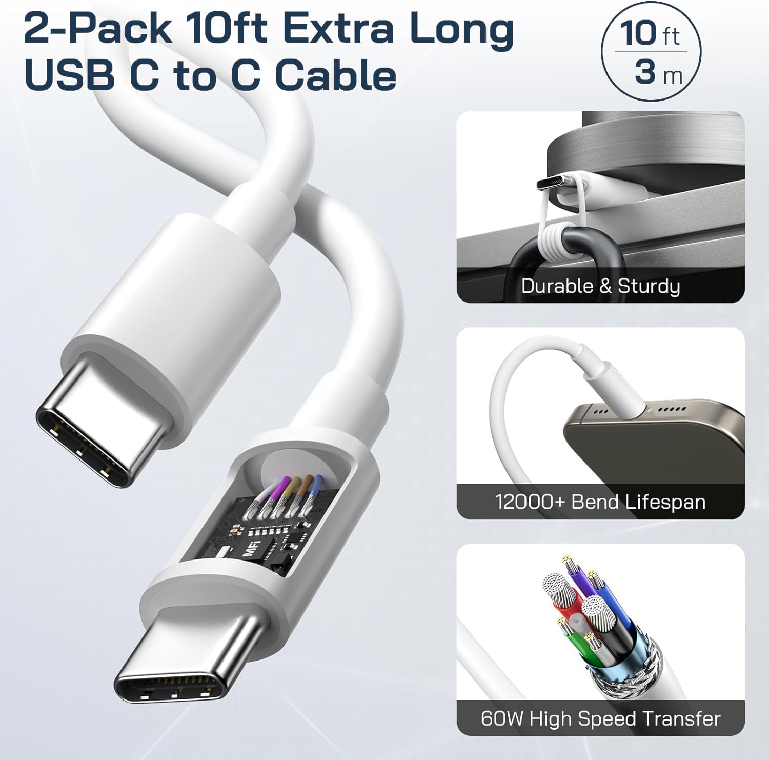 Fast iPhone Charger, iPhone Charger Fast Charging 2Pack Quick Chargers 6ft Long USB C to Lightning Cable Quick Charging Cord USB Charge Block Adapter for iPhone 14 Plus/14 ProMax/13 Mini 12/11/XS/iPad