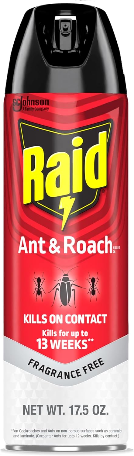 Raid Ant & Roach Killer 26, Fragrance Free Bug Killer for Home Use, Kills Bugs on Contact, 17.5 Oz, 2 Count