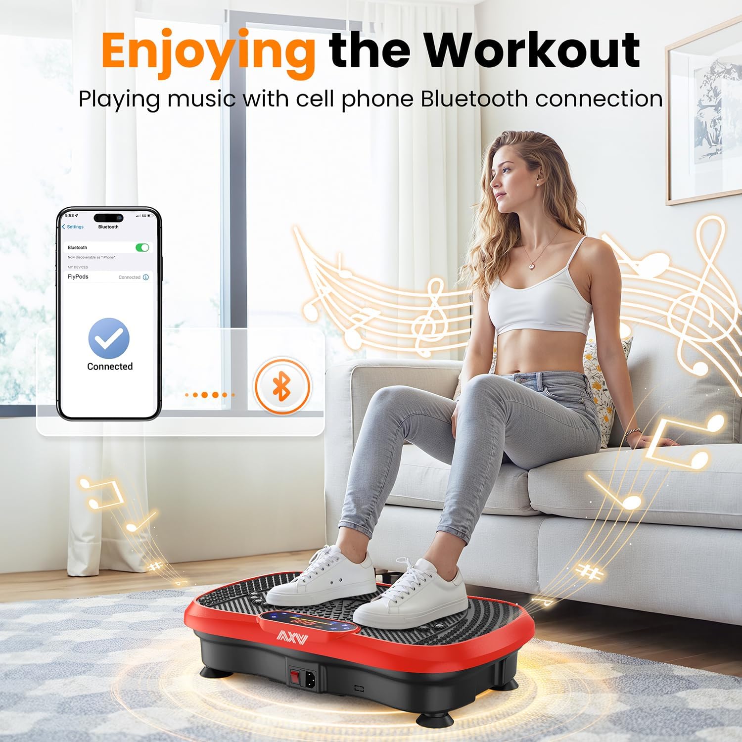AXV Vibration Plate Fitness Platform Exercise Machine Vibrating Shaking Full Body Shaker Workout Vibrate Stand Shake Board Sport Gym for Weight Loss Fat Burner for Women Men