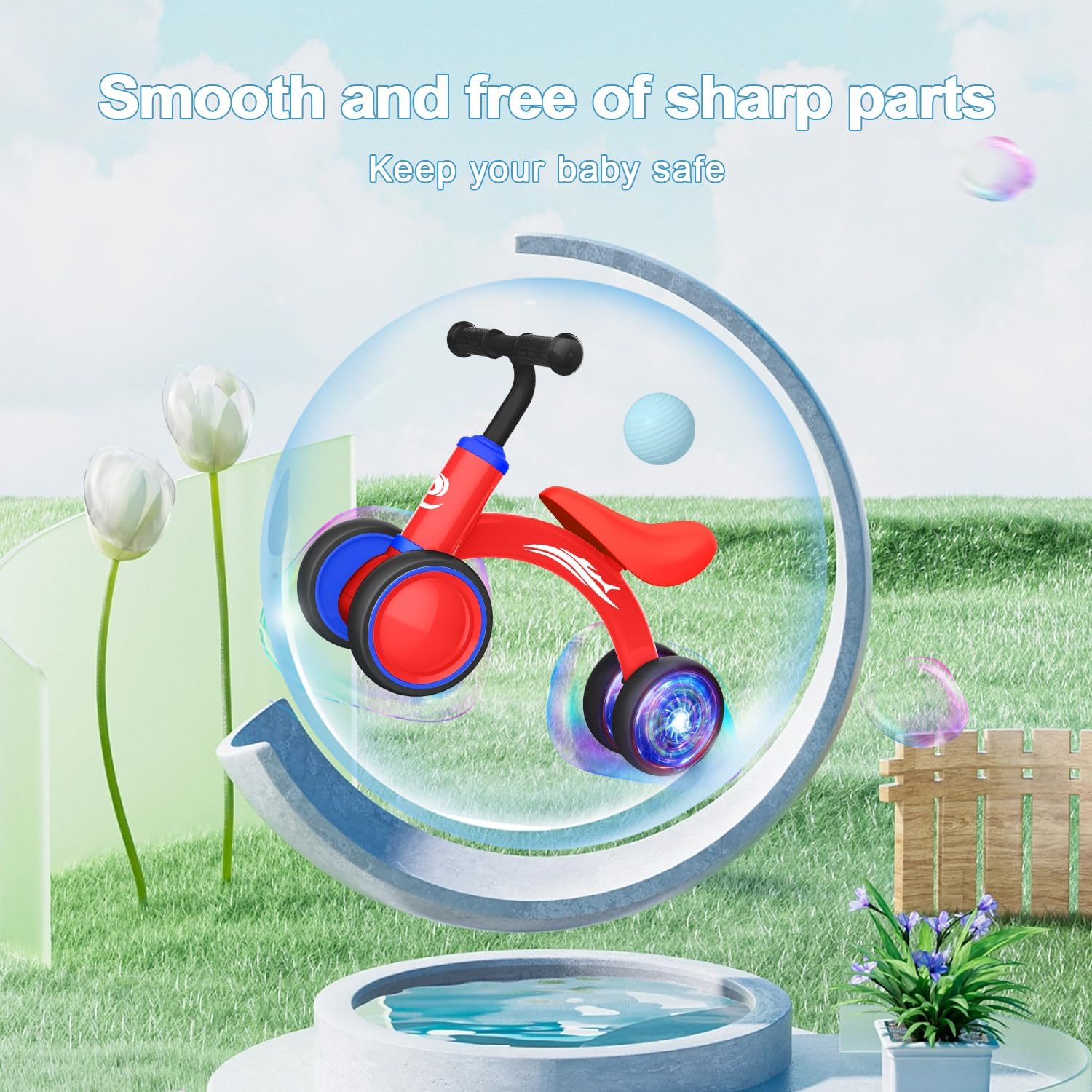 Colorful Lighting Baby Balance Bike Toys for 1 Year Old Girl Gifts, 10-36 Month Toddler Balance Bike, No Pedal 4 Silence Wheels & Soft Seat Pre-School First Riding on Toys, 1st Birthday Gifts.