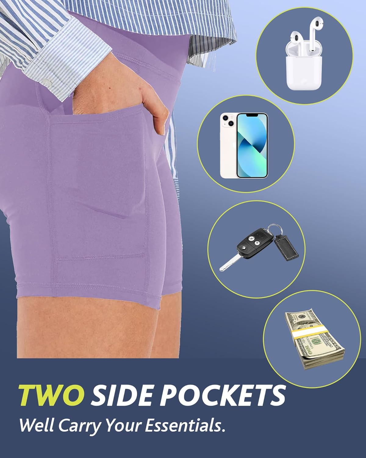 CAMPSNAIL Biker Shorts Women with Pockets - 3"/5"/8" High Waisted Workout Spandex Tummy Control Gym Running Yoga Shorts