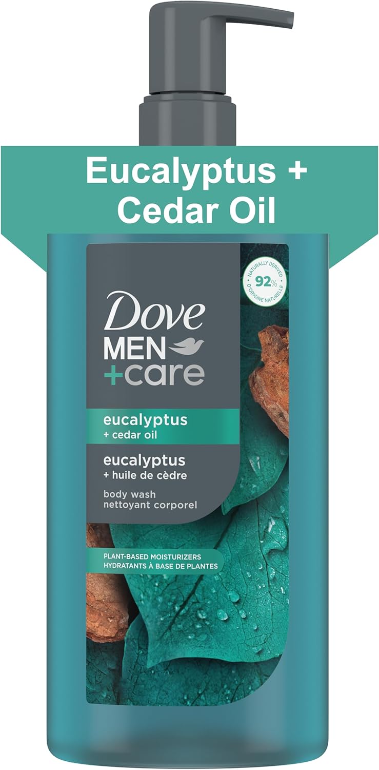 DOVE MEN + CARE Body Wash Eucalyptus & Cedar Oil Plant-Based Moisturizing Body Wash for Men, 26oz