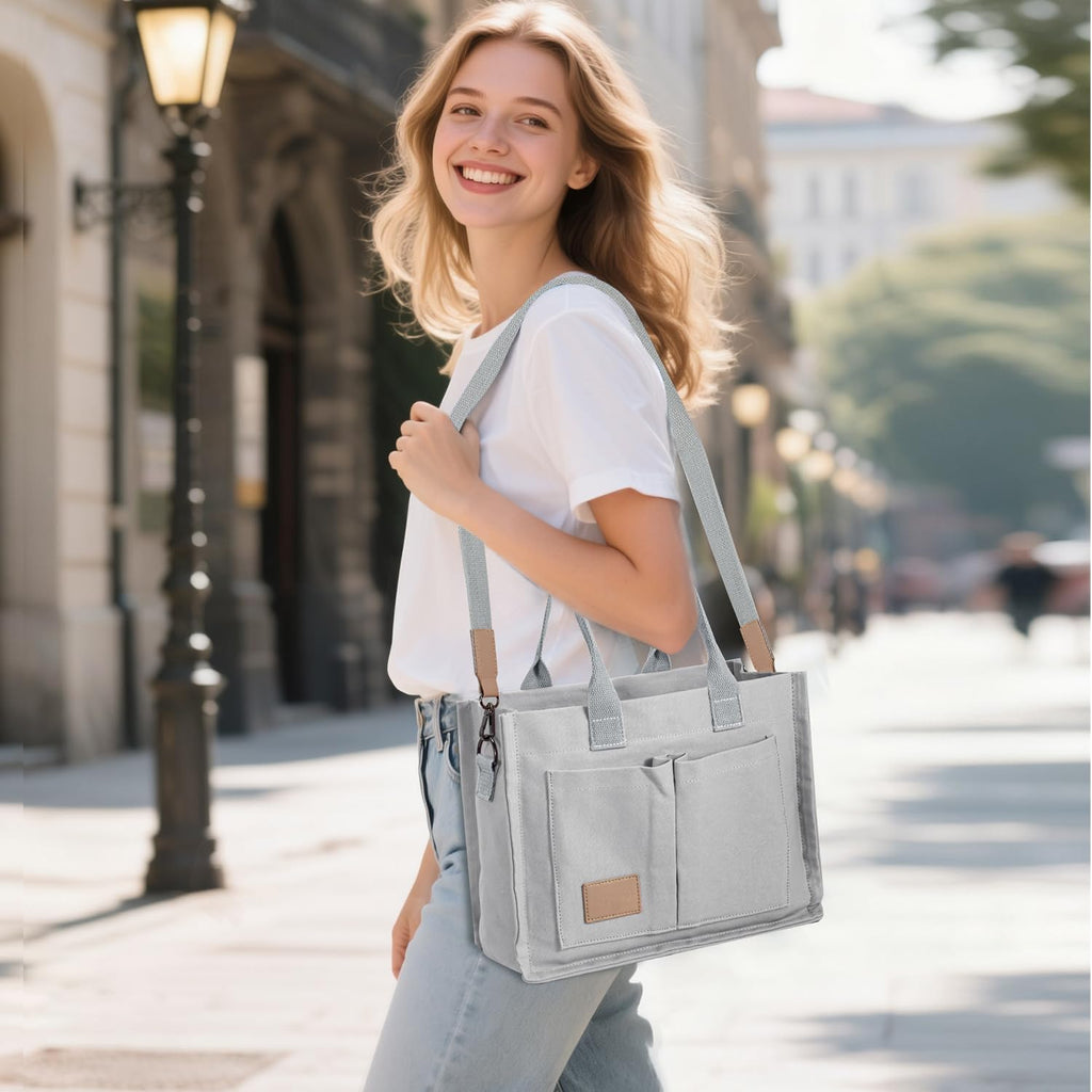 Tote Bags for Women Canvas Tote Purse Crossbody with Pockets Top Handle Shoulder Satchel Bag for Women