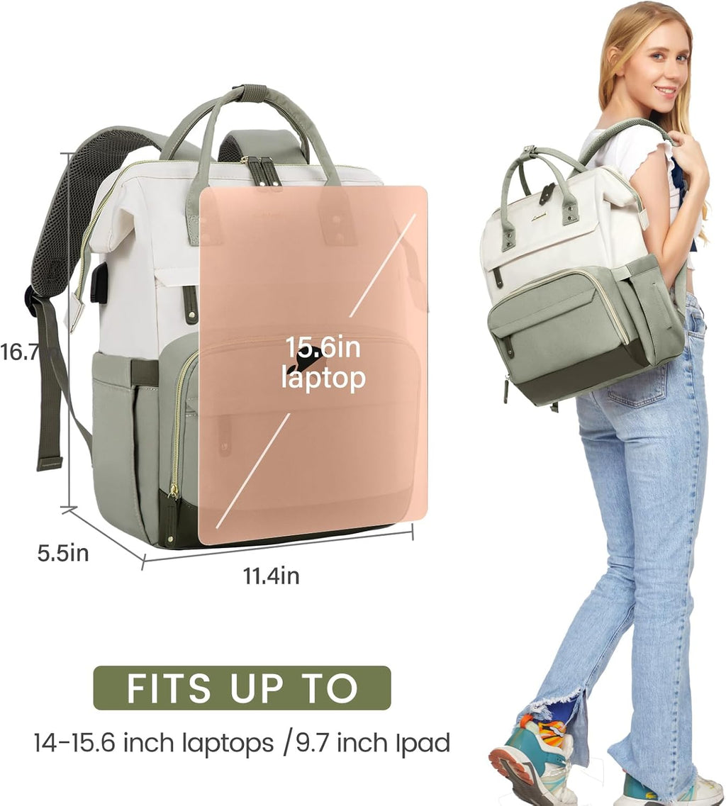 LOVEVOOK Laptop Backpack for Women, 15.6 Inch Work Business Backpacks Purse With Large Capacity, Waterproof Nurse Bag College Bookbag for School, Waterproof Casual Daypack for Travel
