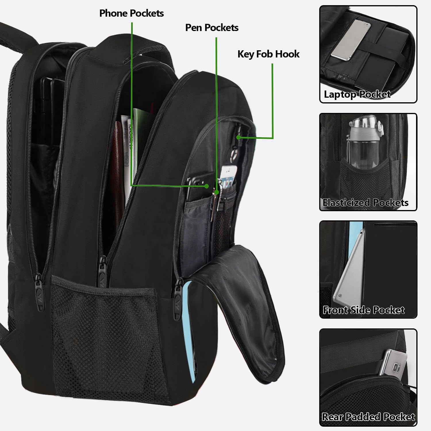 MATEIN Travel Laptop Backpack, Business Anti Theft Slim Sturdy Laptops Backpack with USB Charging Port, Water Resistant College School Computer Bag Gift for Men & Women Fits 15.6 Inch Notebook, Grey