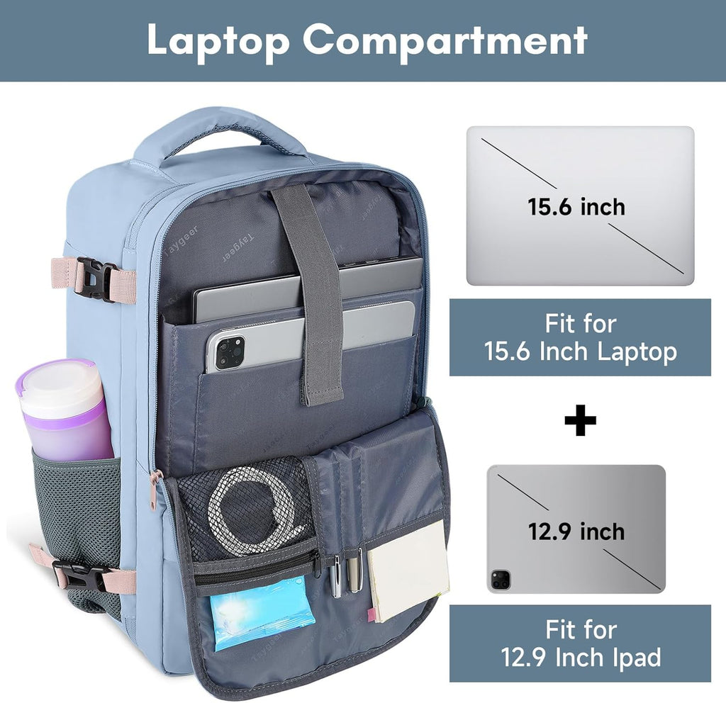 Taygeer Travel Backpack for Women, Carry On Backpack with USB Charging Port & Shoe Pouch, TSA 15.6inch Laptop Mochila Flight Approved, Nurse Bag Casual Daypack for Weekender Business Hiking, Pink