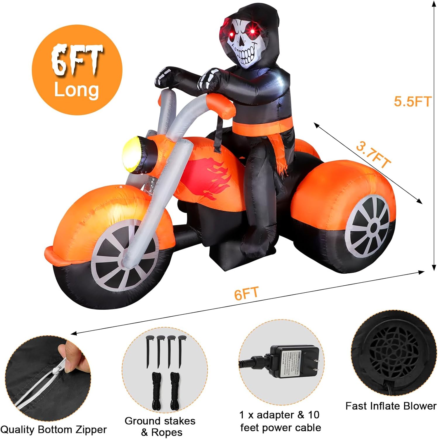 8FT Halloween Inflatables Spider Outdoor Decorations for Yard, Giant Blow up Green Spider with Rotating Fire Flame Light, Large Spooky Spider Props for Halloween Party Garden Lawn House Holiday Decor