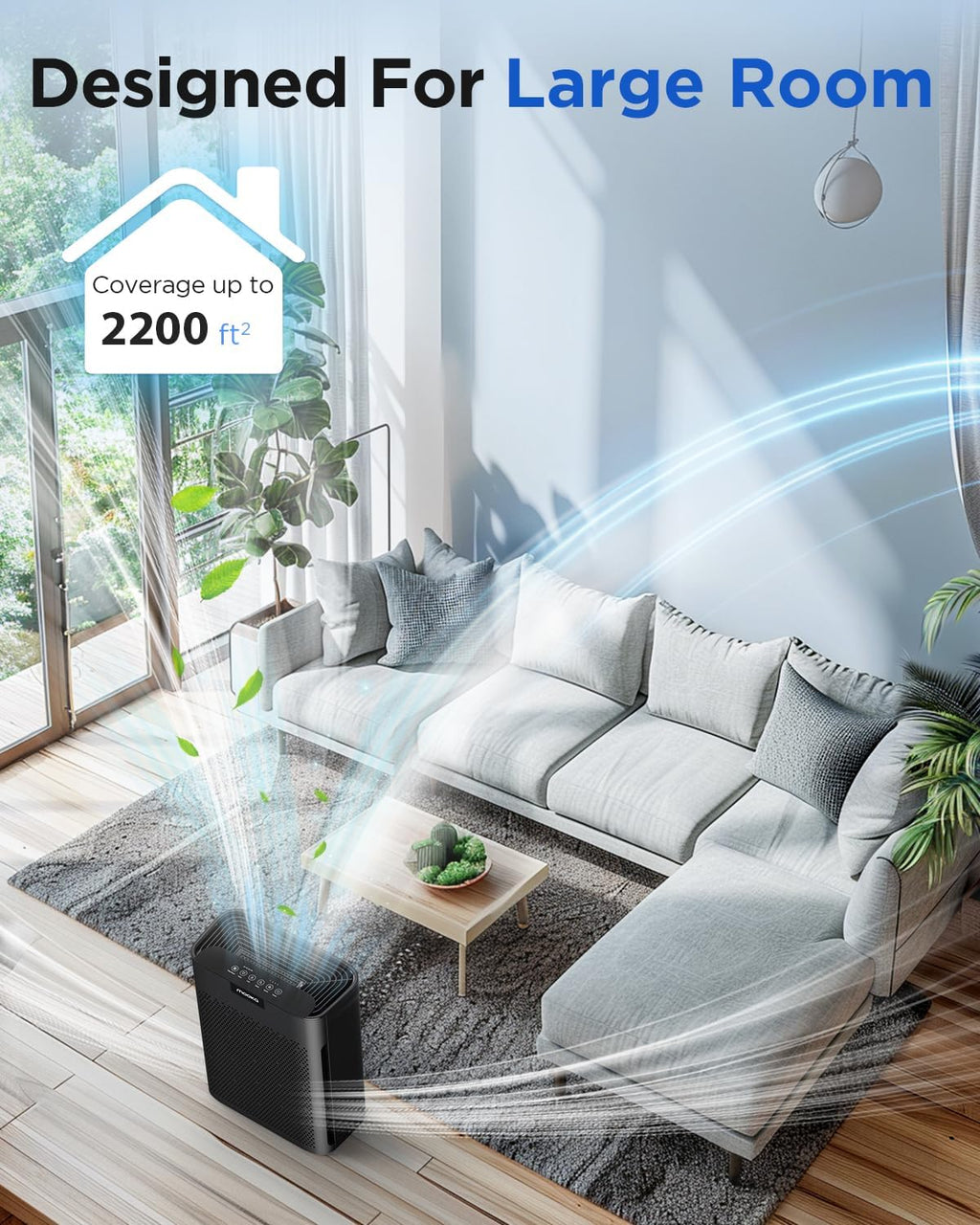 Air Purifiers for Home Large Room 2200 Ft² with Washable Filters, MOOKA HEPA Filter Pet Air Purifier for Bedroom with Fragrance, Air Cleaner for Smoke Dust Pollen Pets Hair Odor, KJ190L White