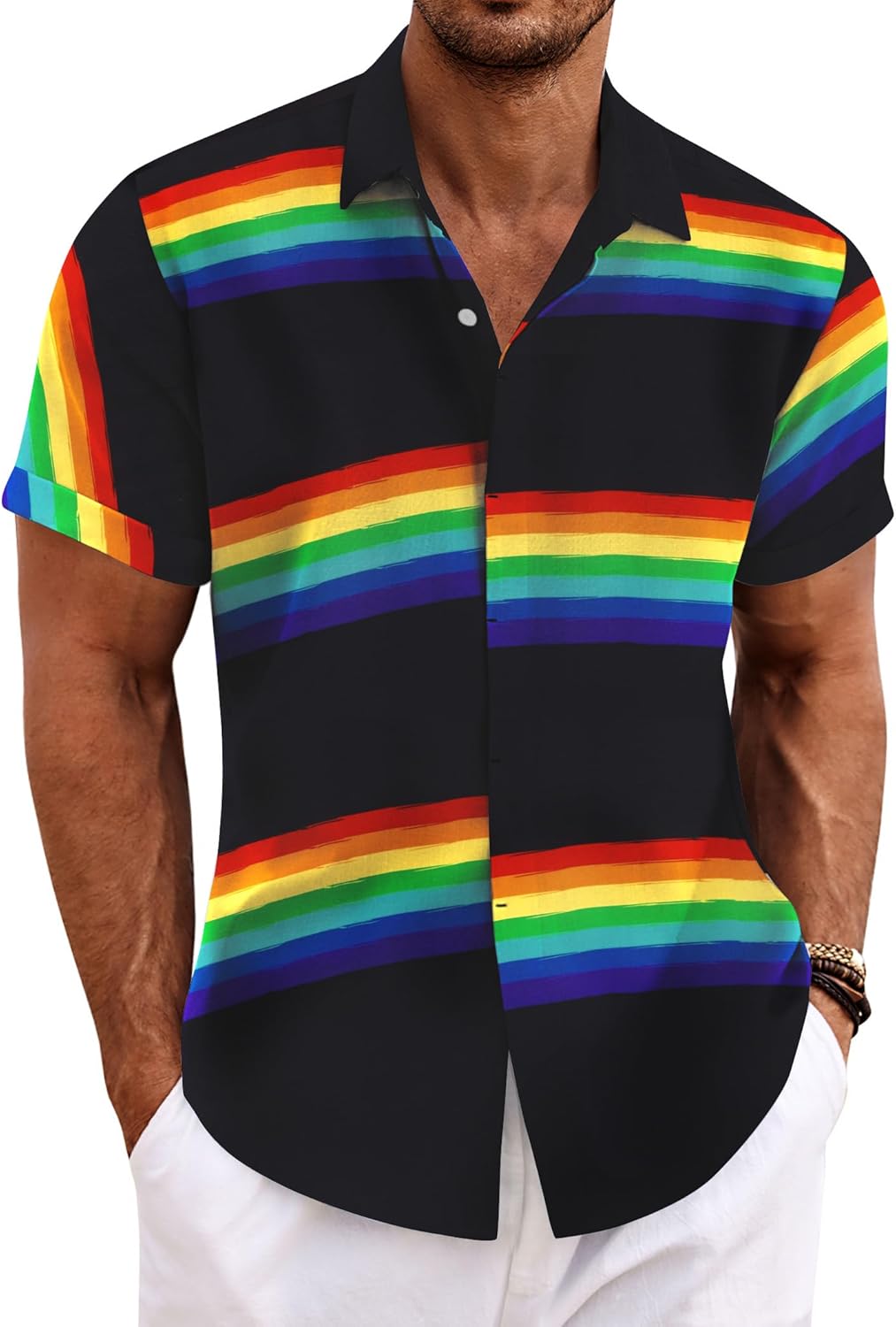 COOFANDY Men's Linen Shirts Short Sleeve Casual Shirts Button Down Shirt for Men Beach Summer Wedding Shirt