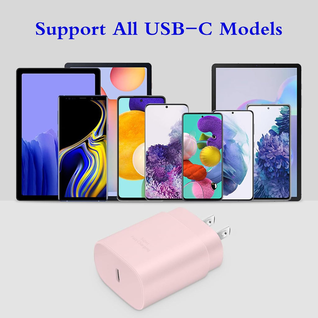 Type C Charger, 2-Pack 25W Type C Fast Charging Block with 6ft USB C Charger Cable Compatible with Galaxy S25 S24 S23 S22 S21+/Phone 16/16 Pro Max/15/15 Pro Max/15 Plus-Black