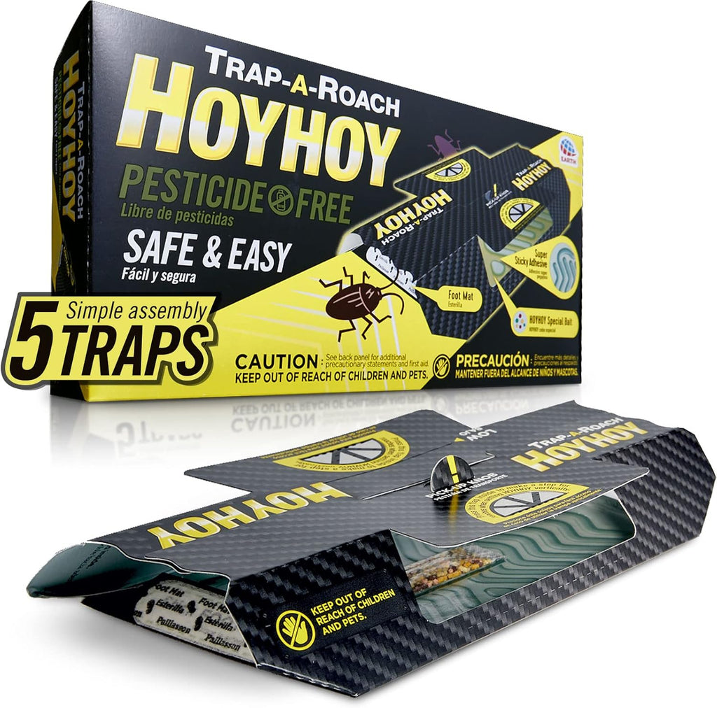 HOY HOY Trap A Roach - 10 Traps [2 Pack] Baited Glue Traps, Great for Home with Kids & Pets Indoor, Sticky Pest Control Trap, Roach Killer, Made in Japan