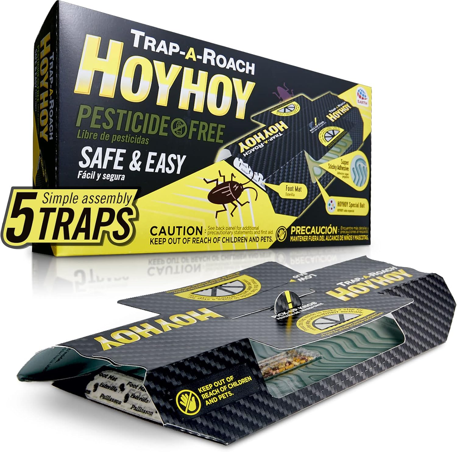 HOY HOY Trap A Roach - 10 Traps [2 Pack] Baited Glue Traps, Great for Home with Kids & Pets Indoor, Sticky Pest Control Trap, Roach Killer, Made in Japan