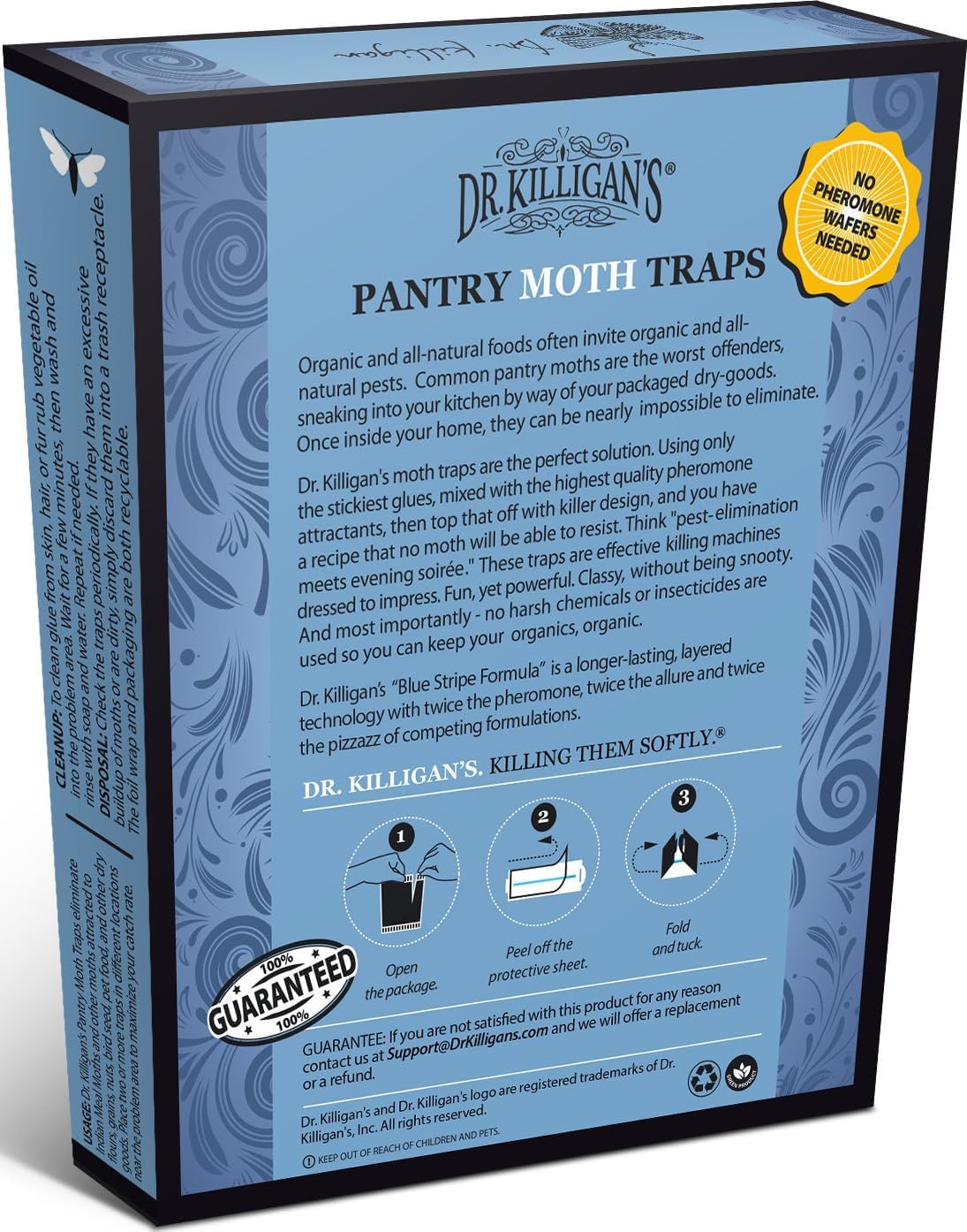 Dr. Killigan's Premium Double Potent Pantry Moth Traps with Pheromones Prime, Sticky Indian Meal Moth Traps for Kitchen, How to Get Rid of Moths in House (6 Pack, Black)