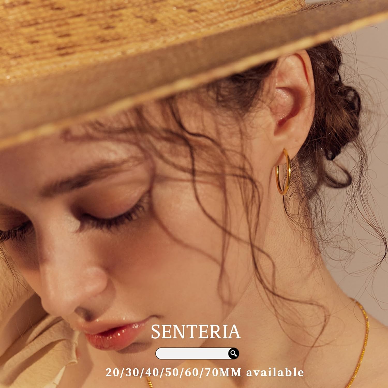 Senteria 2mm Wide 925 Sterling Silver Hoop Earrings for Women Hypoallergenic Lightweight Thin Large Big Gold Plated Hoops Earrings for Women 20/30/50/70MM